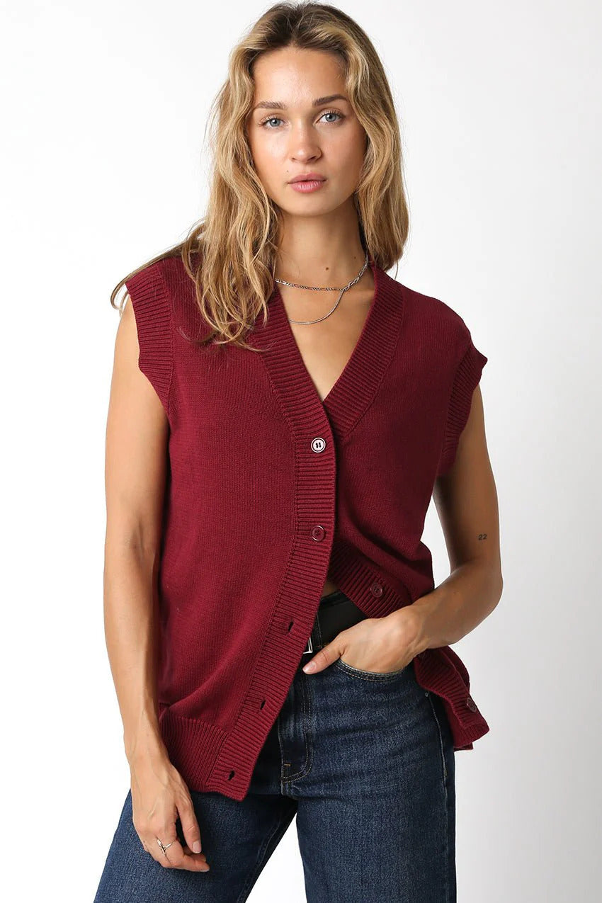 Ruby & Jenna Women's Buttondown Sweater Vest