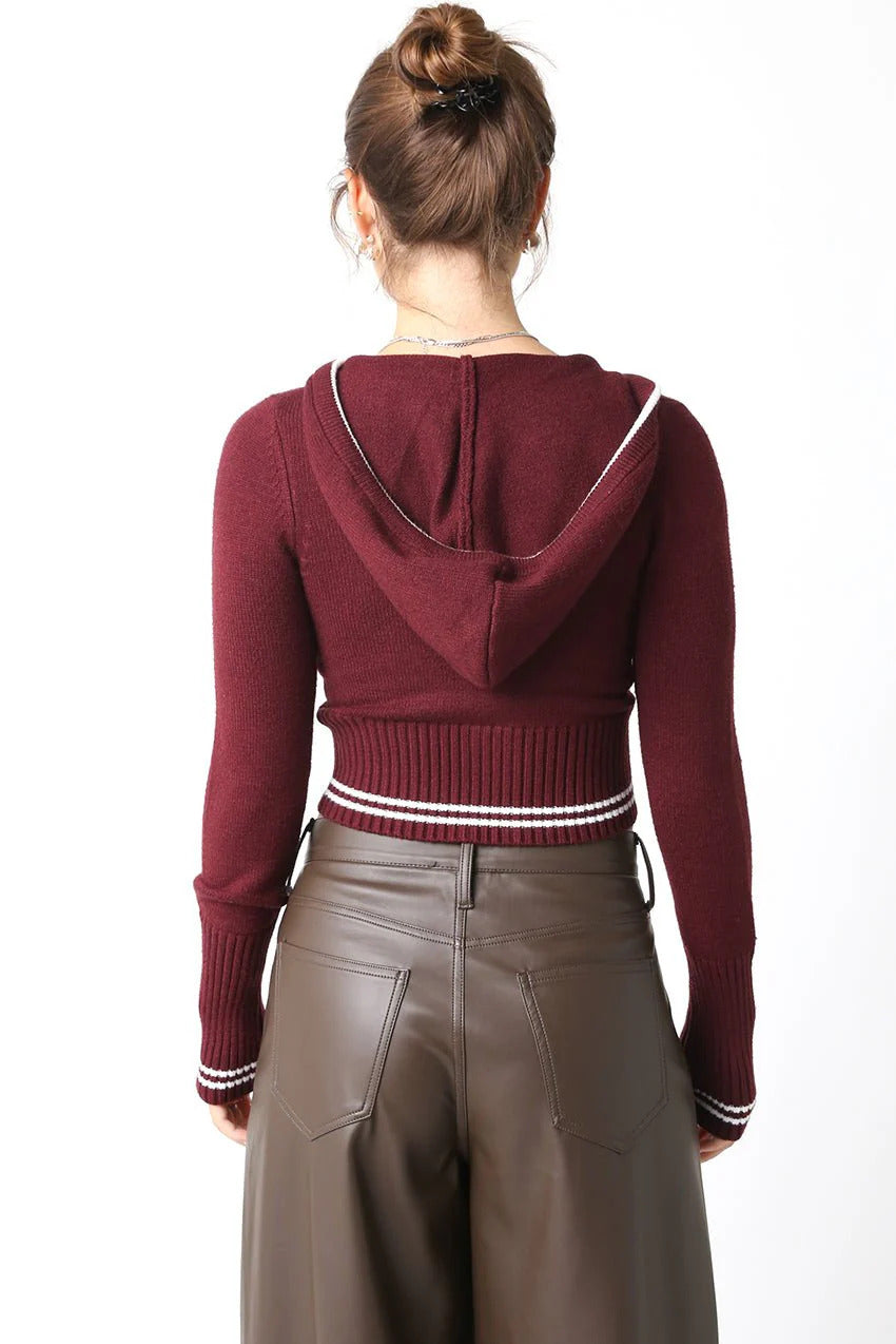 Ruby & Jenna Women's Cropped Varsity Zip Up