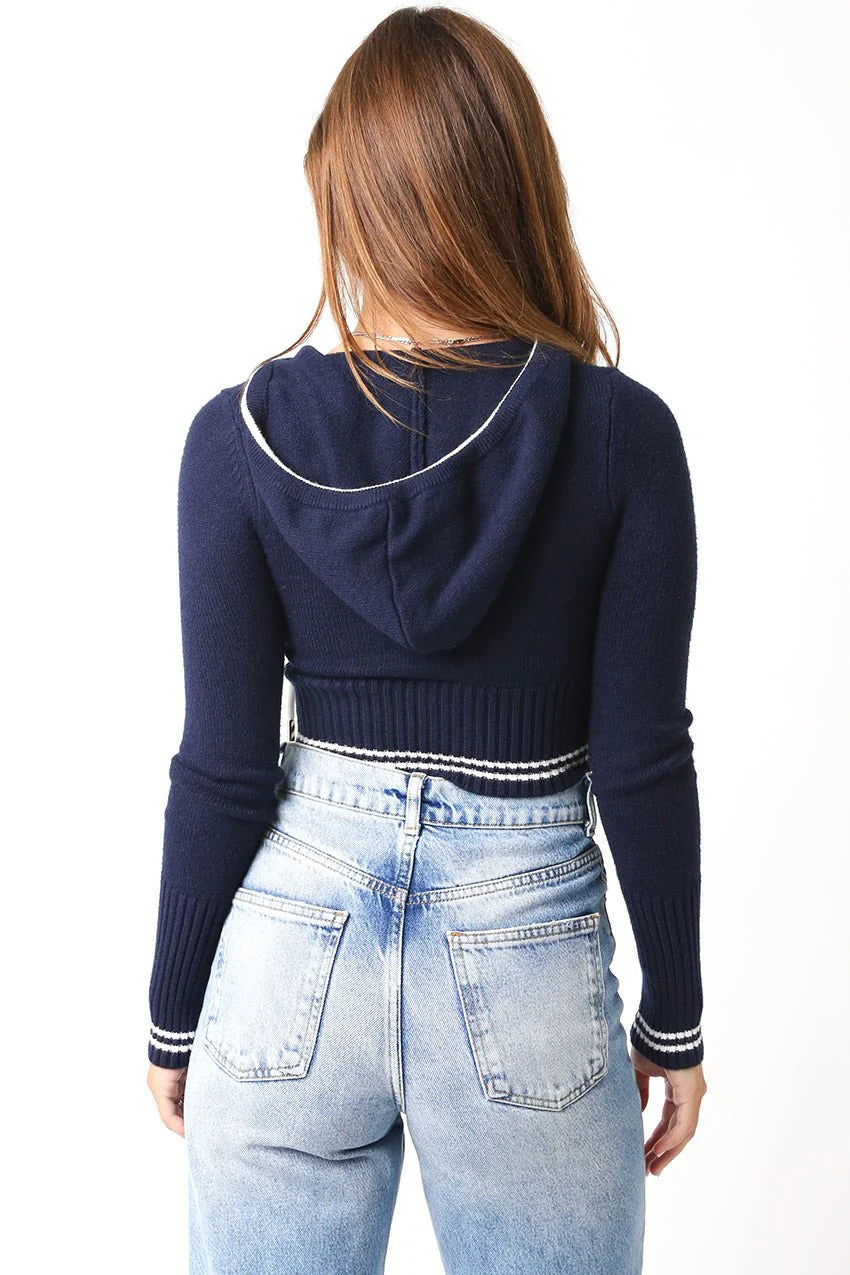 Ruby & Jenna Women's Cropped Varsity Zip Up