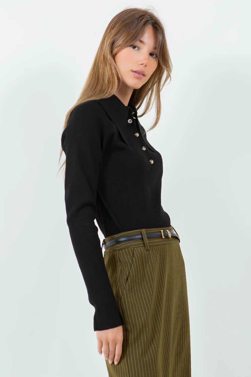 Ruby & Jenna Women's Collared Knit Sweater