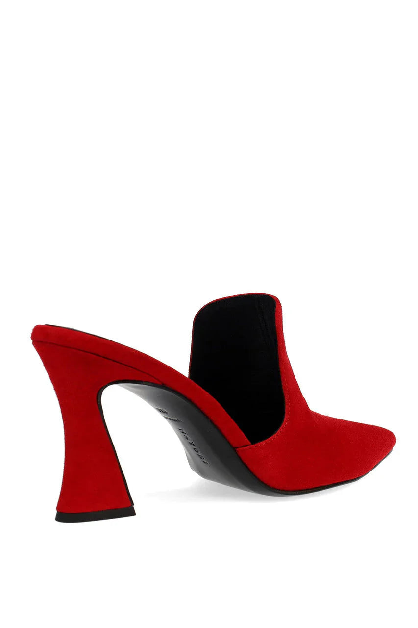 Natori Minh Suede Heel Mule - Brocade Red