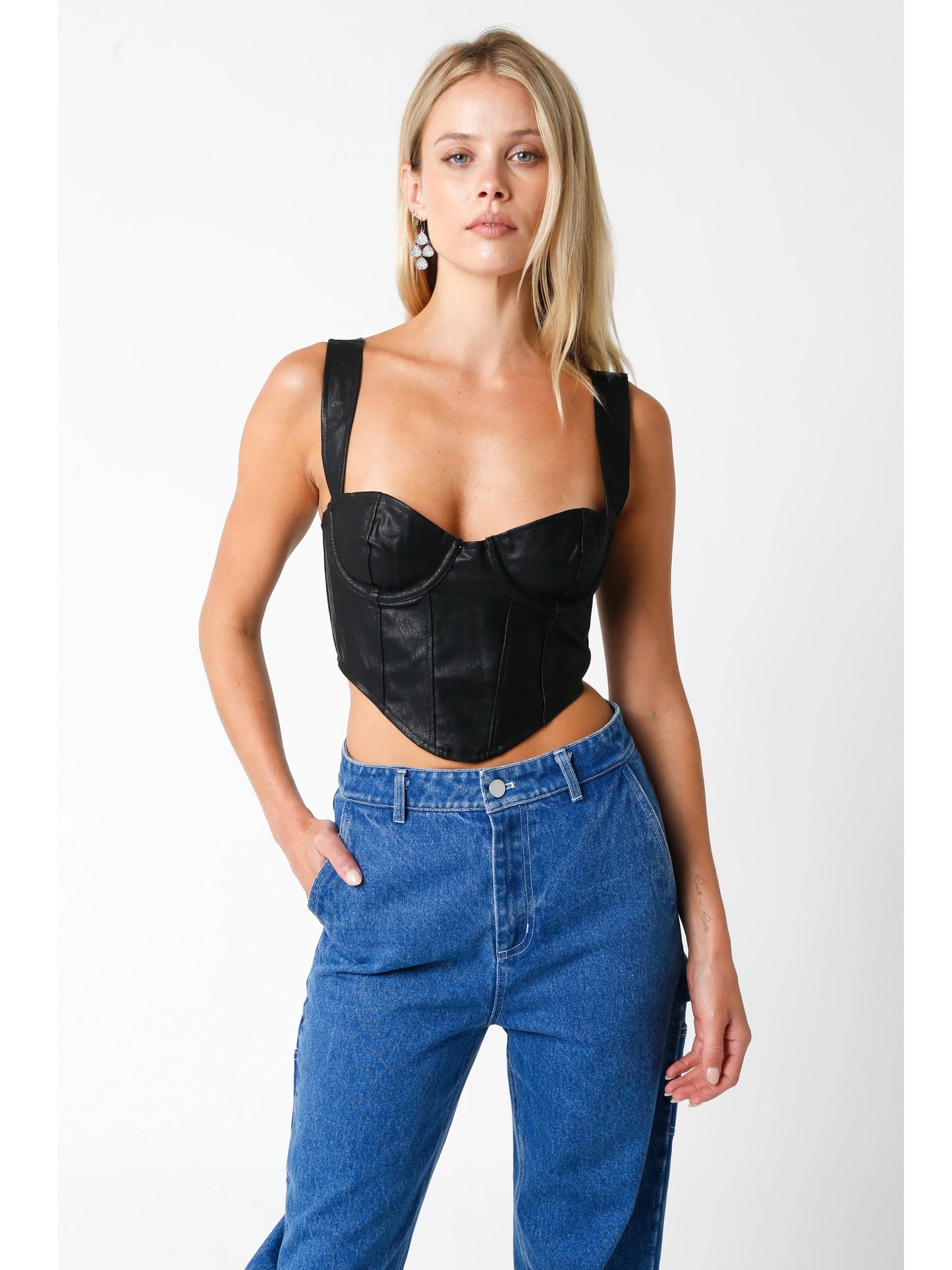 Ruby & Jenna Women's Leather Bustier