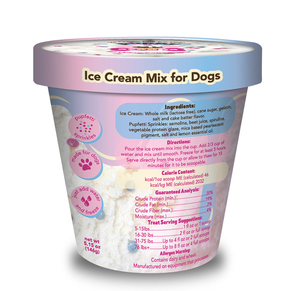Puppy Cake Puppy Scoops Ice Cream Mix - Birthday Cake with Pupfetti Sprinkles, Pint Size, 4.65 oz