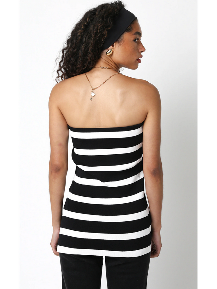 Ruby & Jenna Women's Stripe Slit Side Tube Top