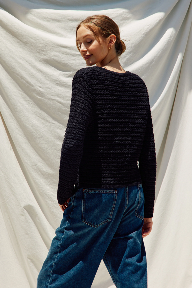 Ruby & Jenna Women's Thick Sweater With Gold Buttons
