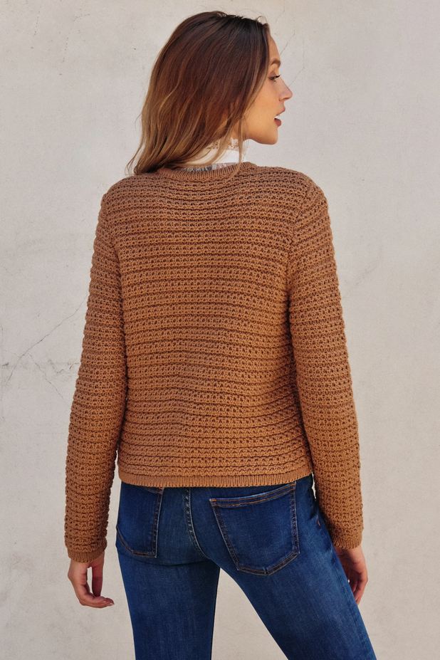 Ruby & Jenna Women's Thick Sweater With Gold Buttons