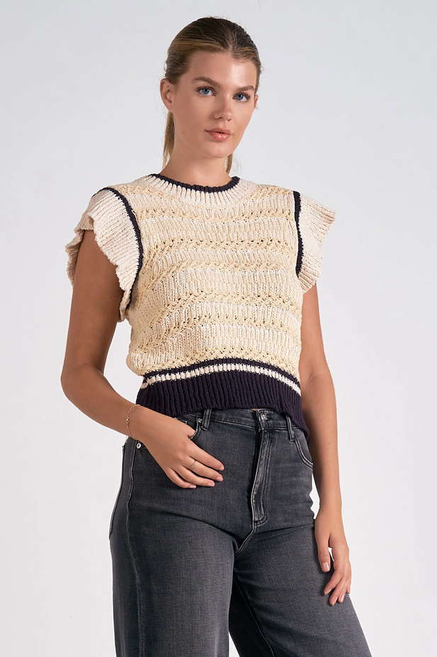Ruby & Jenna Women's Flutter Cap Sleeve Sweater