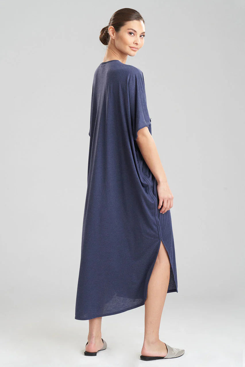 Natori Shangri-La TENCEL Caftan - Heather Night Blue