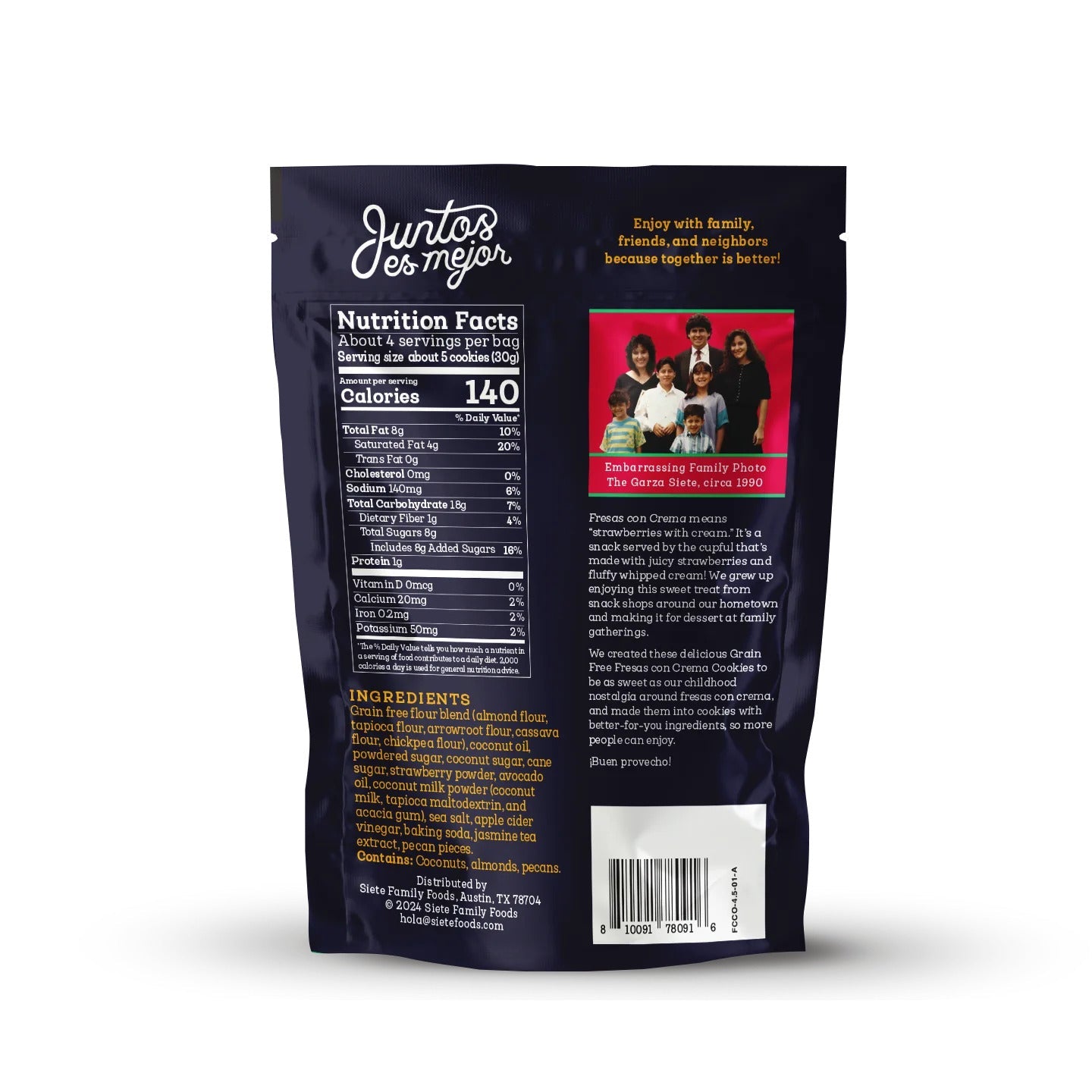 Siete Foods Fresas Con Crema Cookies - 6 Bags