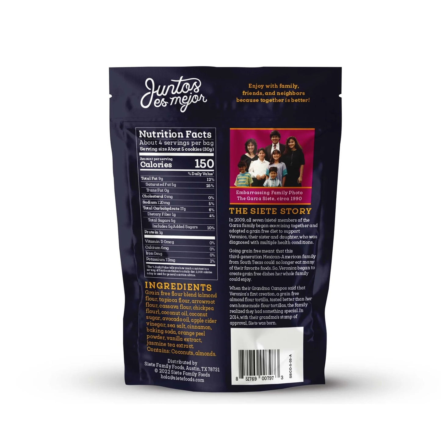 Siete Foods Mexican Shortbread Cookies - 6 bags