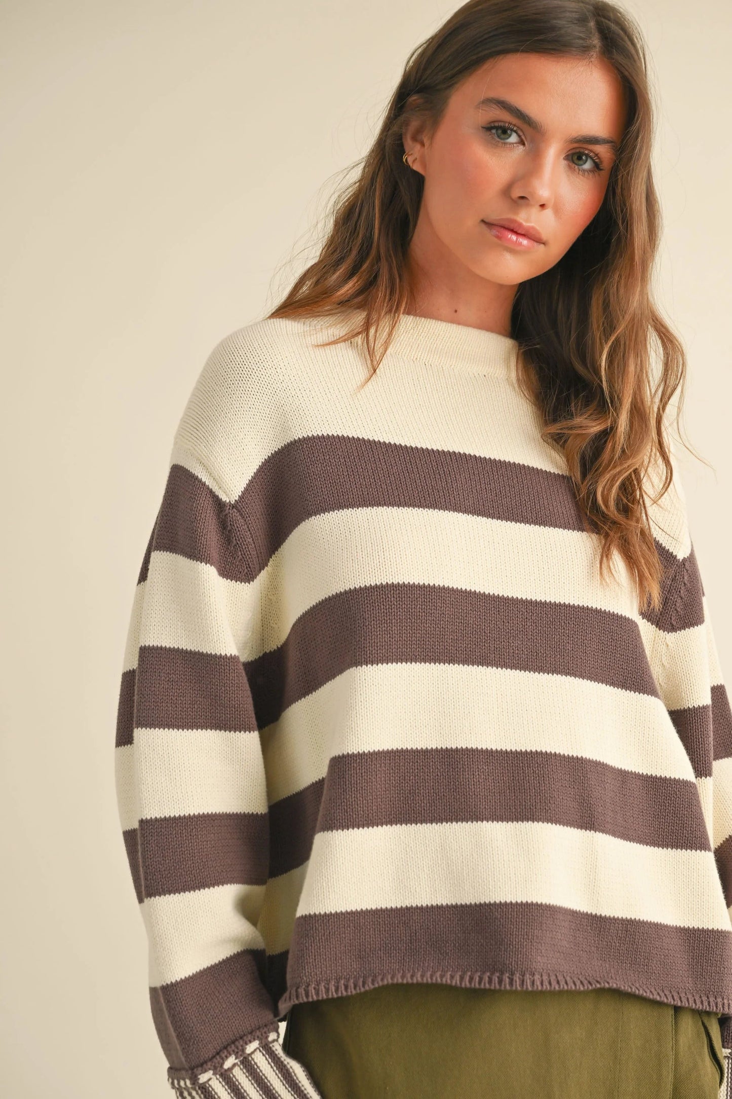 Ruby & Jenna Women's Stripe Sweater Top