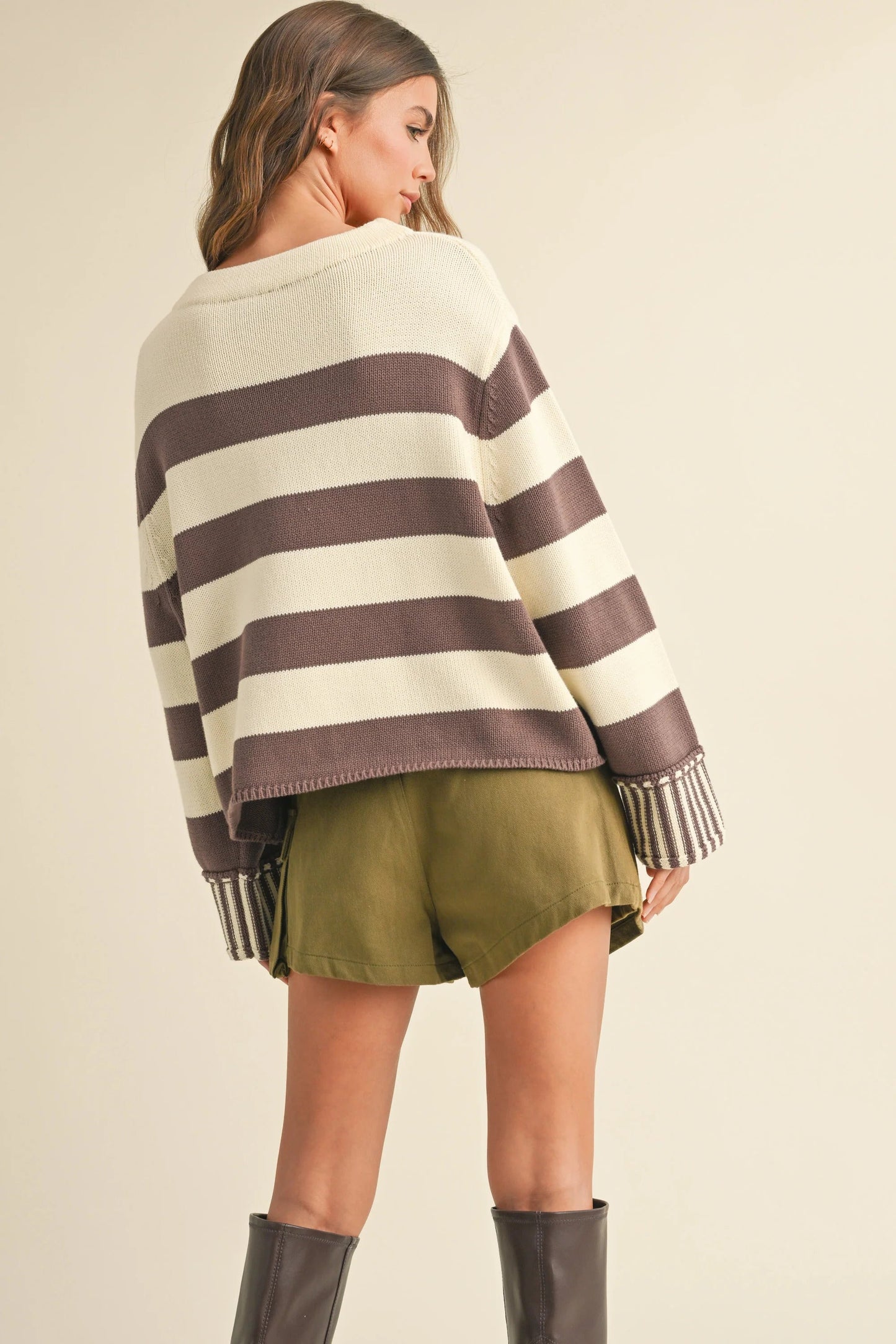 Ruby & Jenna Women's Stripe Sweater Top