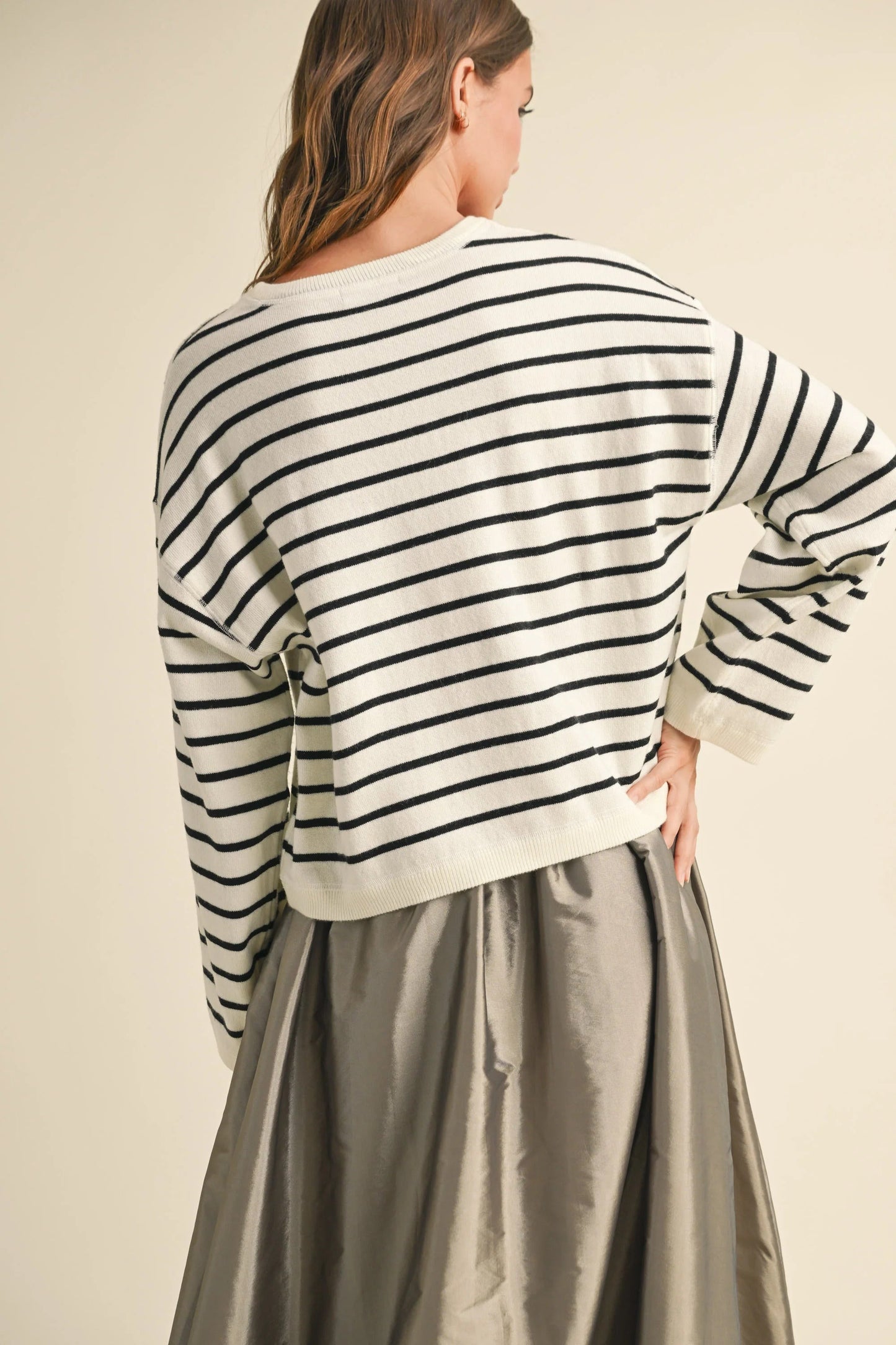 Ruby & Jenna Women's Stripe Pattern Sofe Knit Top