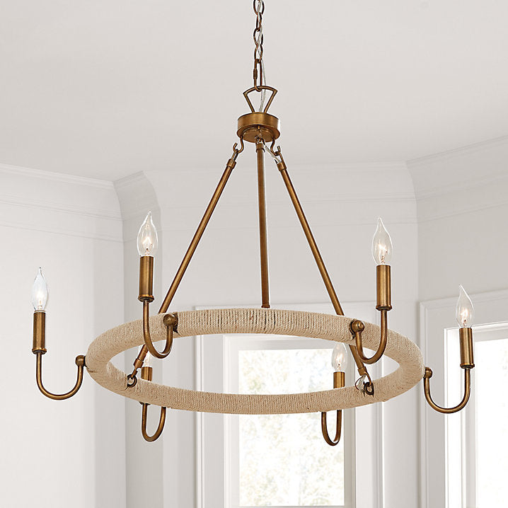 Ballard Designs Savannah 6-Light Jute Wrapped Chandelier