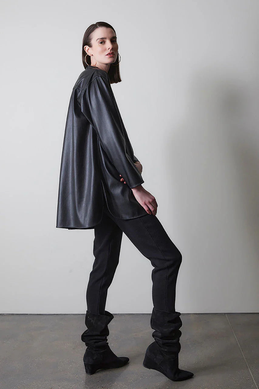 Natori Thrill Suede Contour Wedge Tall Slouch Boot - Black