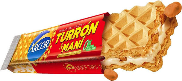 Pampa Direct Turrón & Maní Arcor 10-Piece Bar Pack with Hard Peanut Cream and Biscuit, 25 g / 0.81 oz (10 units)