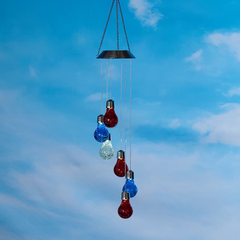 Cracker Barrel Solar Cracked Glass Bulb Wind Chime