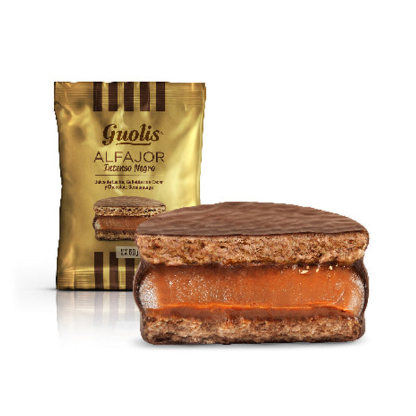Pampa Direct Guolis Alfajores Premium Intenso Negro Semi-Bitter Chocolate Alfajor With Dulce de Leche Filling (box of 18 alfajores)