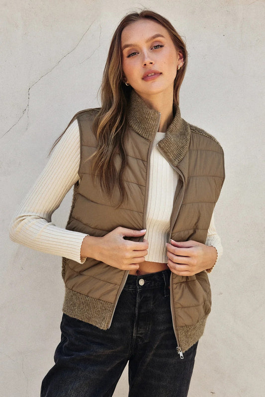 Ruby & Jenna Women's Nylon Knit Combo Vest