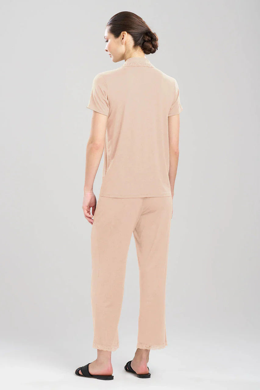 Natori Feathers Essentials Lenzing Ecovero Viscose Lace Applique Trim PJ - Café