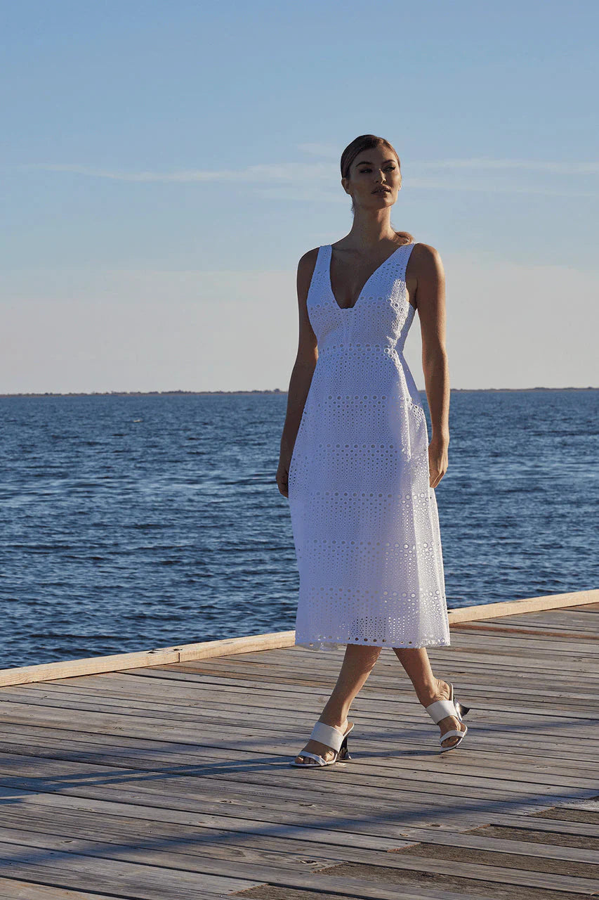 NATORI Round Eyelet Dress