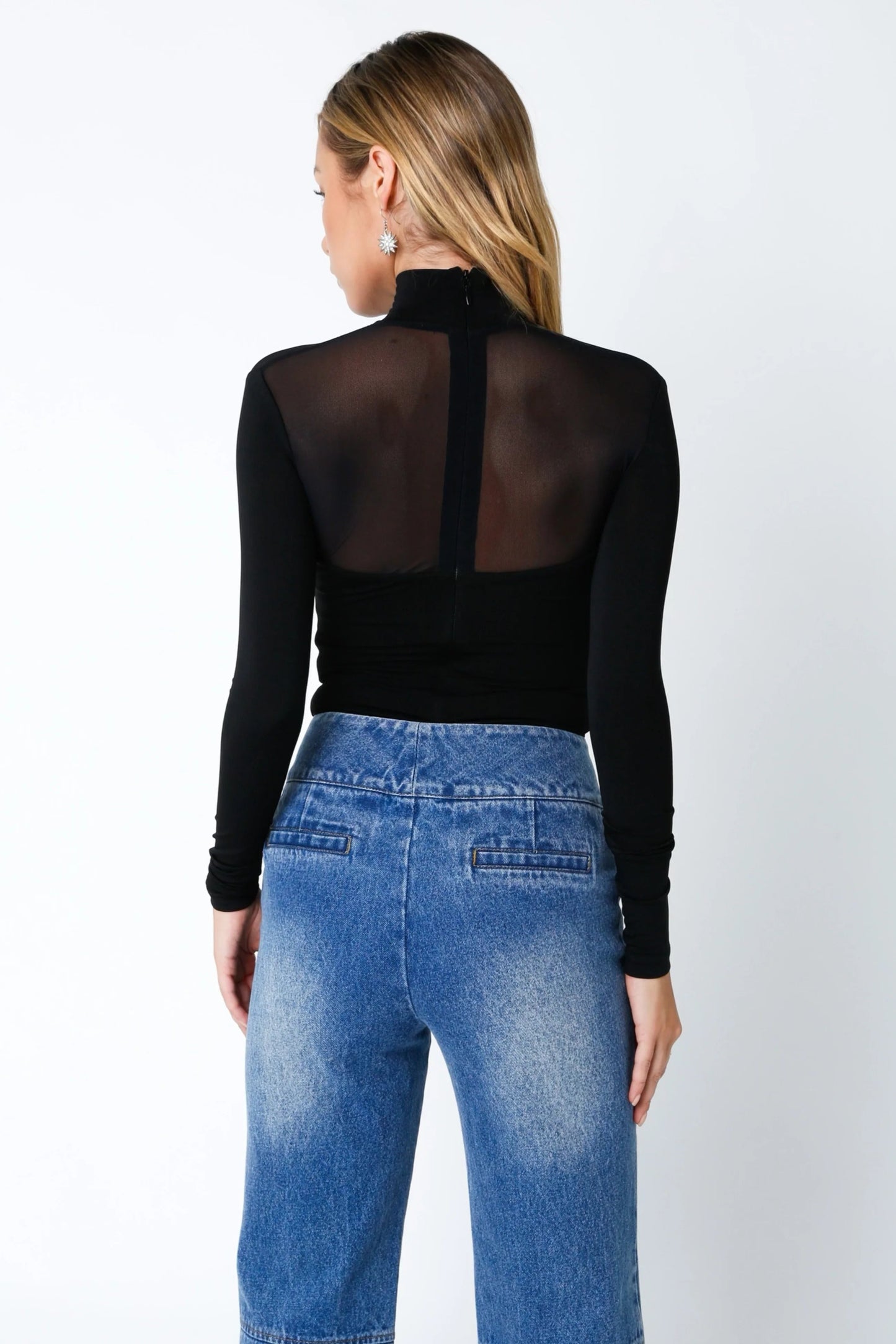 Ruby & Jenna Women's Long Sleeve Mesh Sheer Bodysuit