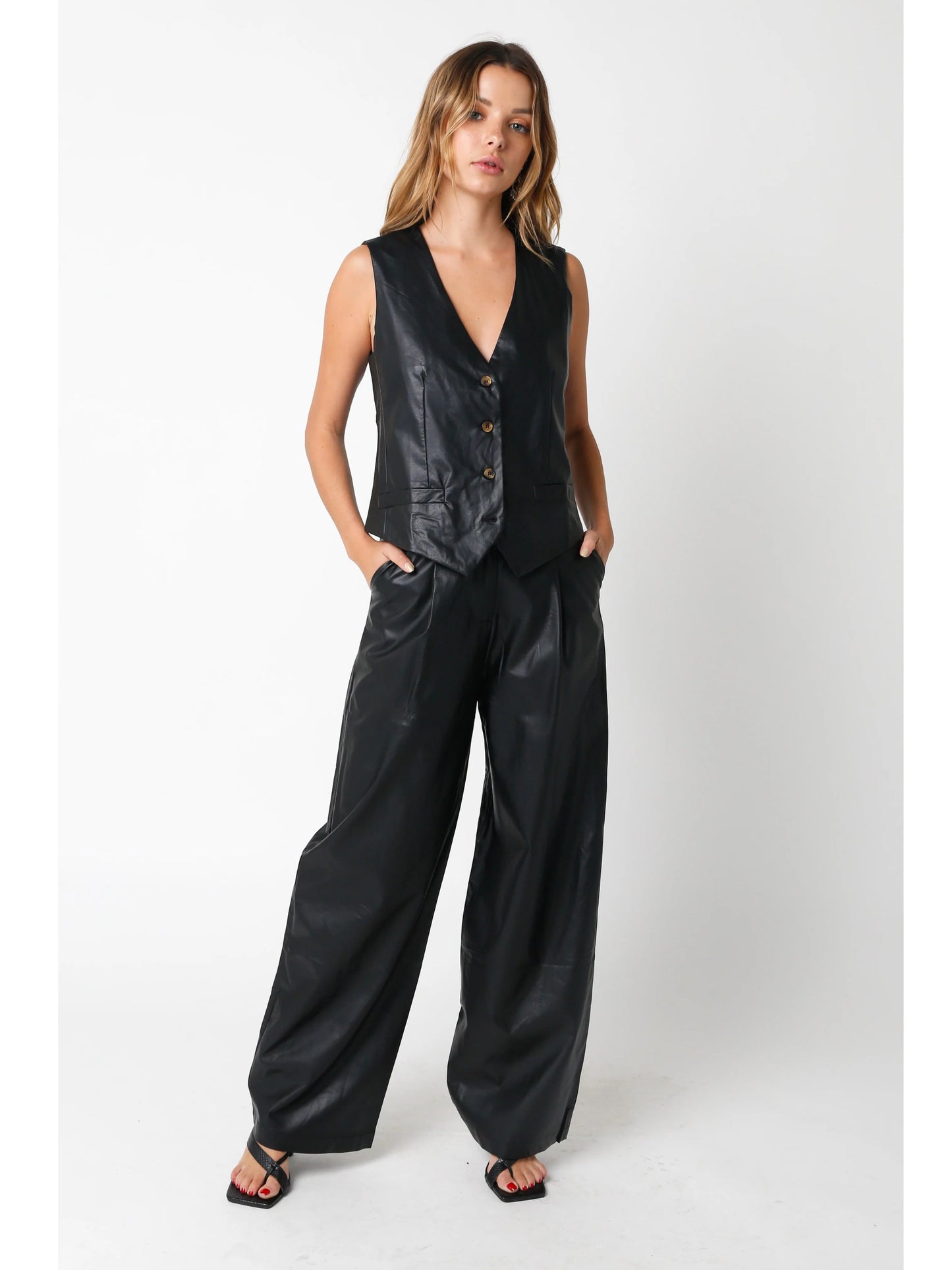 Ruby & Jenna Women's Vegan Leather Pants