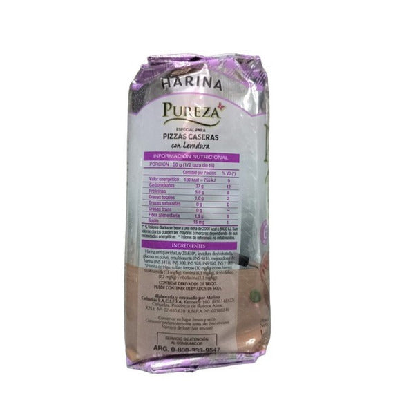 Pampa Direct Pureza Harina Para Pizza Self-Rising Leavening Wheat Flour For Pizza, 1 kg / 2.2 lb