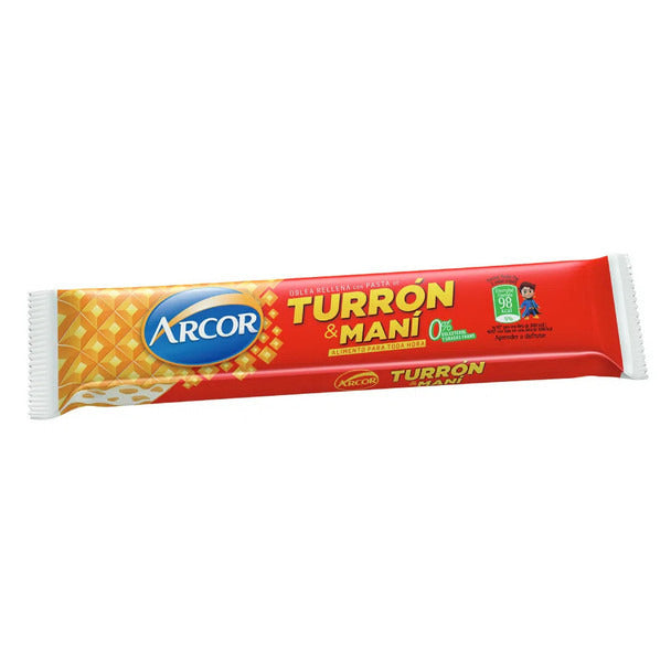 Pampa Direct Turrón & Maní Arcor 10-Piece Bar Pack with Hard Peanut Cream and Biscuit, 25 g / 0.81 oz (10 units)