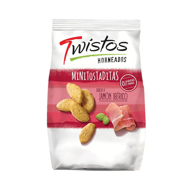 Pampa Direct Twistos Horneados Sabor Jamón Ibérico Mini Baked Toasts Iberian Ham Flavor, 40 g / 1.41 oz (pack of 3)