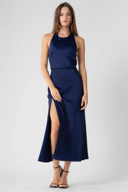 Ruby & Jenna Women's Satin halter Maxi Dress