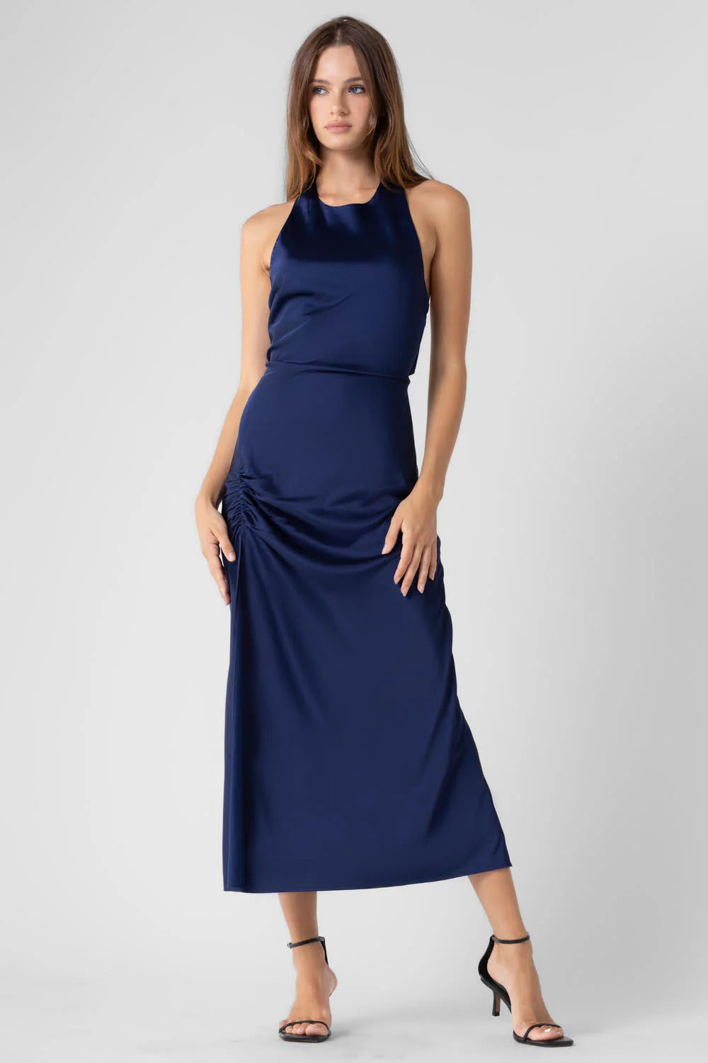 Ruby & Jenna Women's Satin halter Maxi Dress