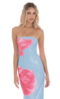 Lucy In The Sky Floral Sequin Strapless Maxi Dress in Blue