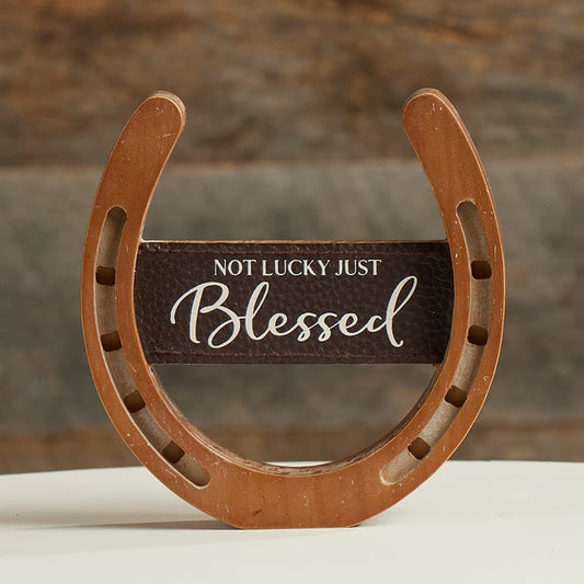 Cracker Barrel Blessed Faux Leather Horseshoe Sign
