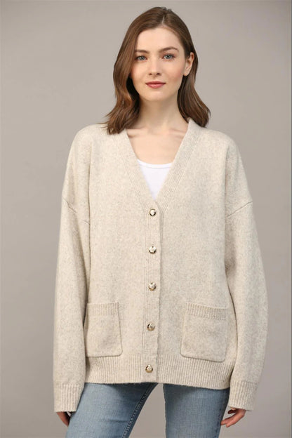 Ruby & Jenna Women's Front Pocket Sweater Cardigan
