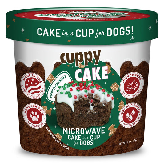 Puppy Cake Cuppy Cake - Microwave Cake in A Cup for Dogs - Gingerbread Flavor with Pupfetti Sprinkles