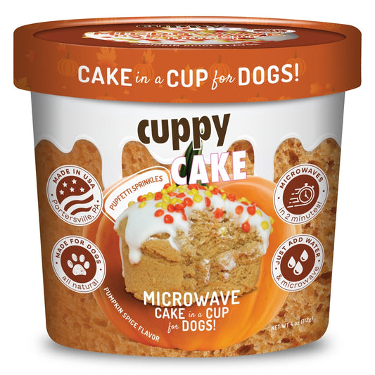 Puppy Cake Cuppy Cake - Microwave Cake in A Cup for Dogs - Pumpkin Spice Flavor with Pupfetti Sprinkles