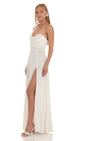 Lucy In The Sky Shimmer Sequin Velvet Maxi Dress in White