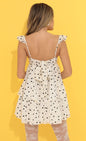 Lucy In The Sky Floral Chiffon Ruffle Dress in Cream