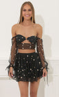 Lucy In The Sky Floral Tulle Two Piece Set in Black