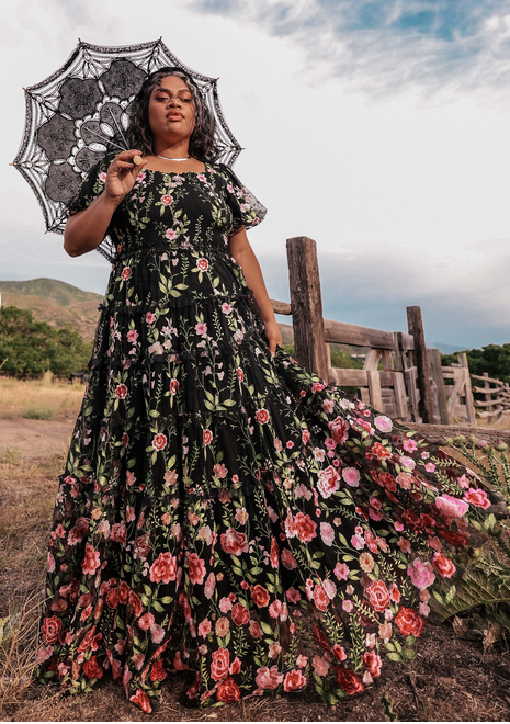 JessaKae Rose Dress - Maxi - Black