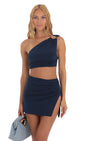 Lucy In The Sky One Shoulder Two Piece Set in Navy