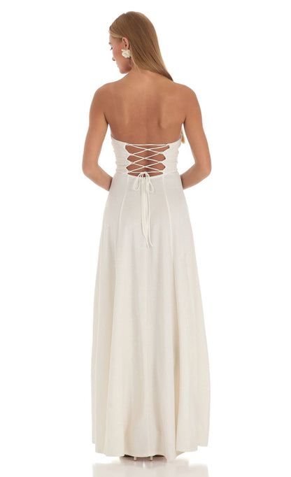 Lucy In The Sky Shimmer Sequin Velvet Maxi Dress in White