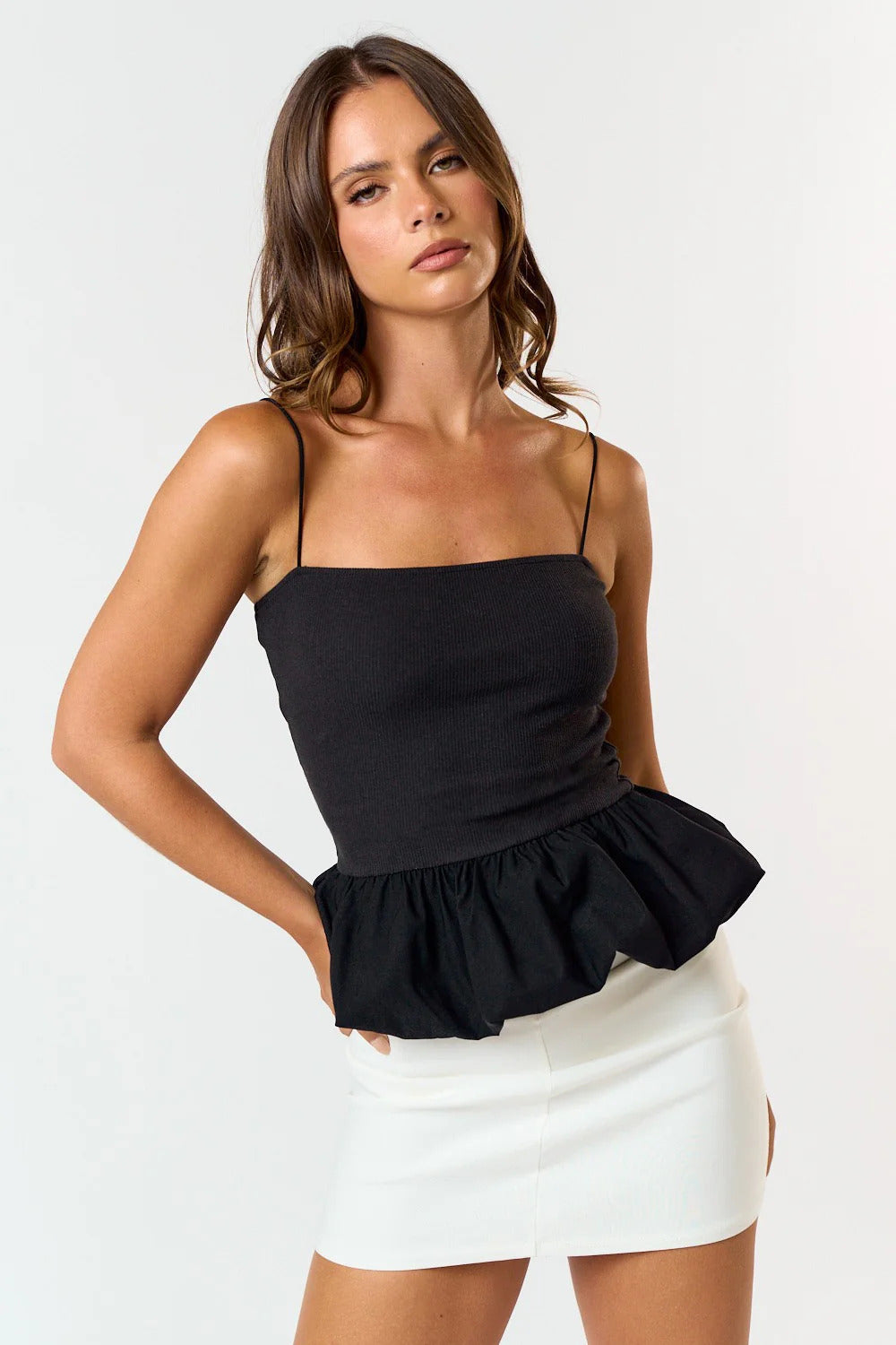 Ruby & Jenna Women's Bubble Hem Tank Top