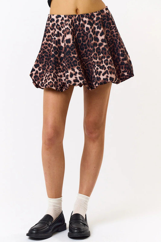 Ruby & Jenna Women's Bubble Leopard Mini Skirt