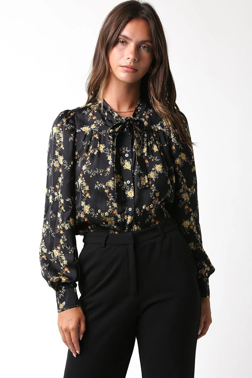 Ruby & Jenna Women's Long Sleeve Printed Top