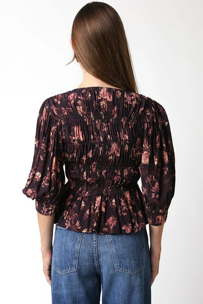 Ruby & Jenna Women's Smocked Floral Top