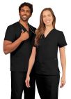 Adar Unisex V-Neck 2 Pocket Top - Black - Burgundy - Ceil Blue