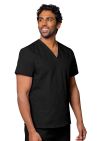 Adar Unisex V-Neck 2 Pocket Top - Black - Burgundy - Ceil Blue