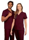 Adar Unisex V-Neck 2 Pocket Top - Black - Burgundy - Ceil Blue
